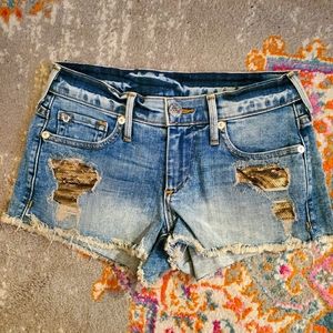 Distressed sequin True Religion shorts